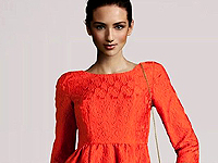  Vestido corto naranja de mangas largas – Marca H & M