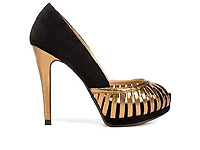 Zapatillas peep-toe negras y doradas - Zara